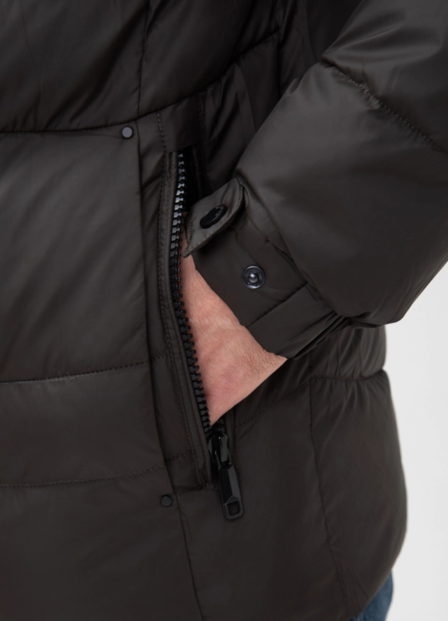Мужской пуховик с капюшоном  модель № 28873 универмаг малина