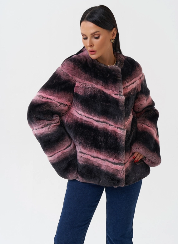 Короткая шуба из меха кролика фото