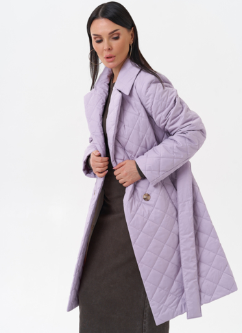 Женское стеганое полупальто с поясом