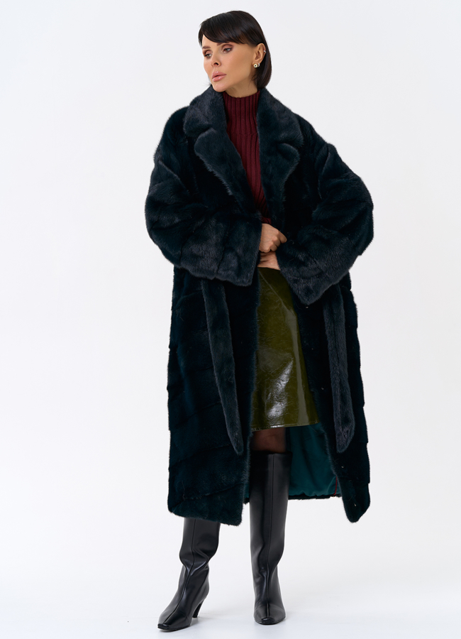Зеленая шуба из норки модель № 31872 в рассрочку