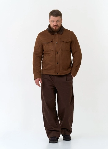 Мужская утепленная куртка из эко замши фото