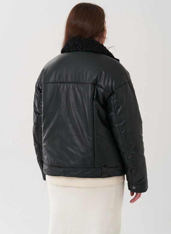 Косуха утепленная из экокожи с отделкой из экомеха