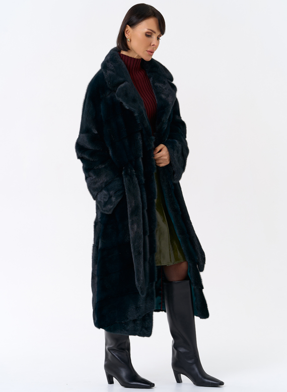 Зеленая шуба из норки