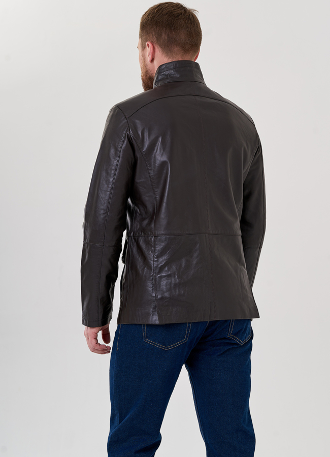 Мужская кожаная куртка  модель № 23412 универмаг малина