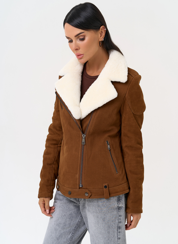 Косуха из натуральной замши с мехом