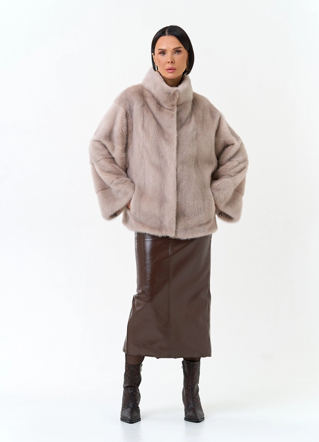 Шуба из меха норки с воротником стойкой модель № 34292 универмаг малина фото