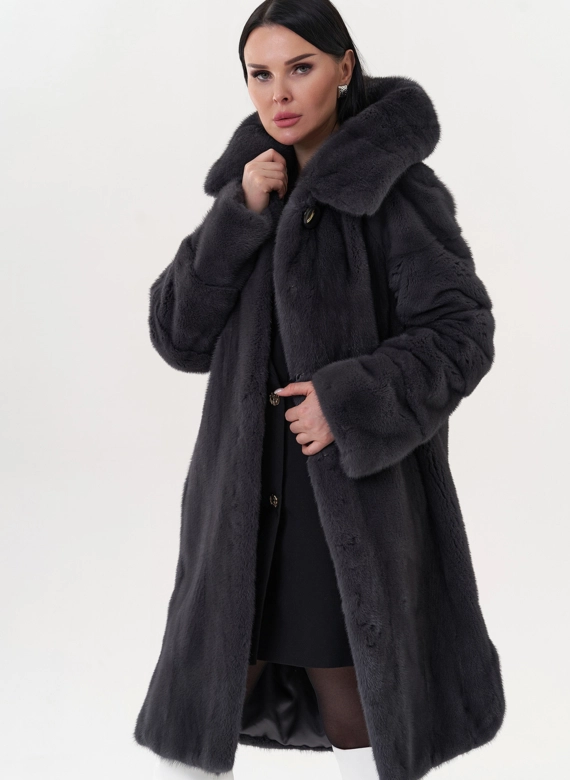 Шуба из норки в цвете графит